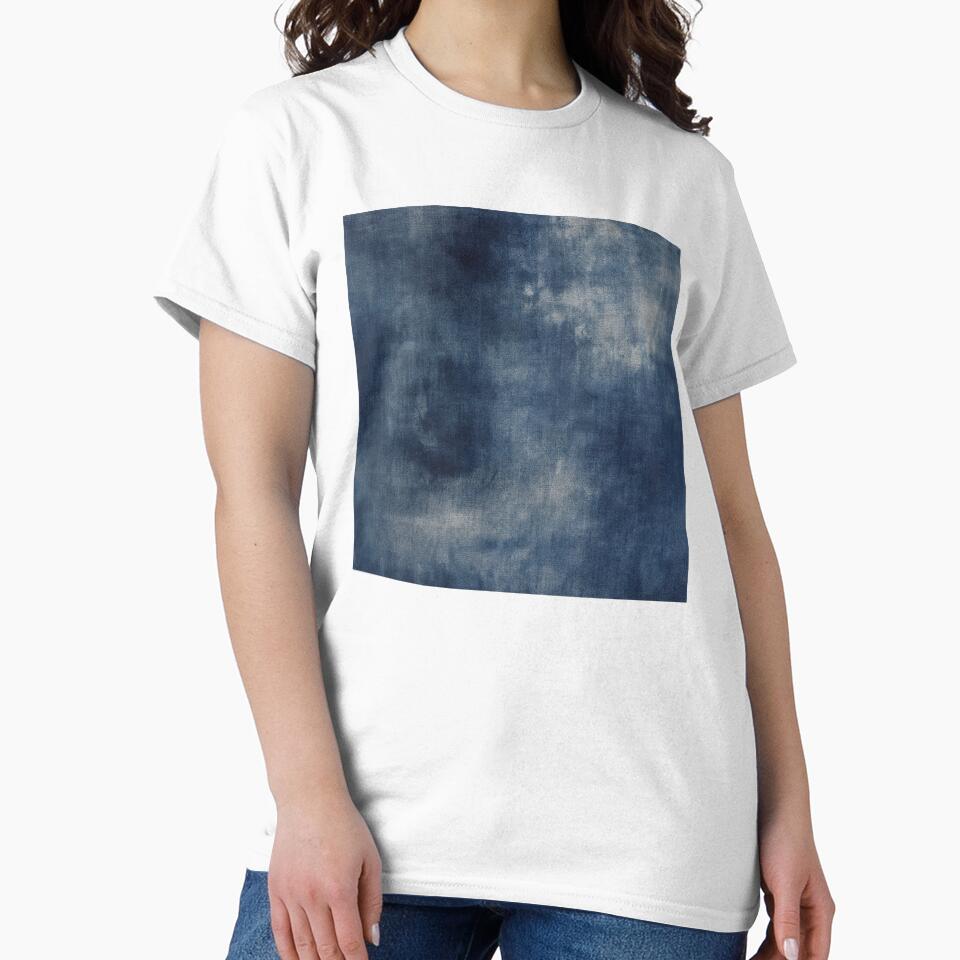 Washed Indigo Cotton Textile Abstract Pattern by frumixart
