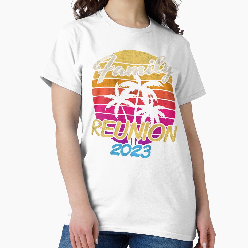 Family Reunion 2023 Matching family Vacation Retro Sunset Palm Trees by alenaz