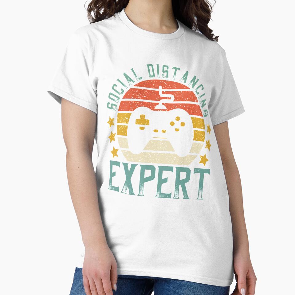 Vintage Retro Gamer Social Distancing Expert by DreamColor