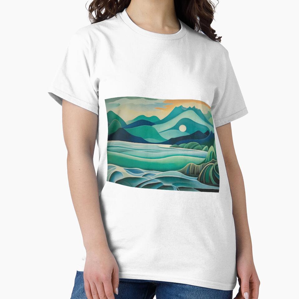 Mid Century Modern Beach Landscape by ColorFlowArt Unisex , , , Long Sleeve Tee