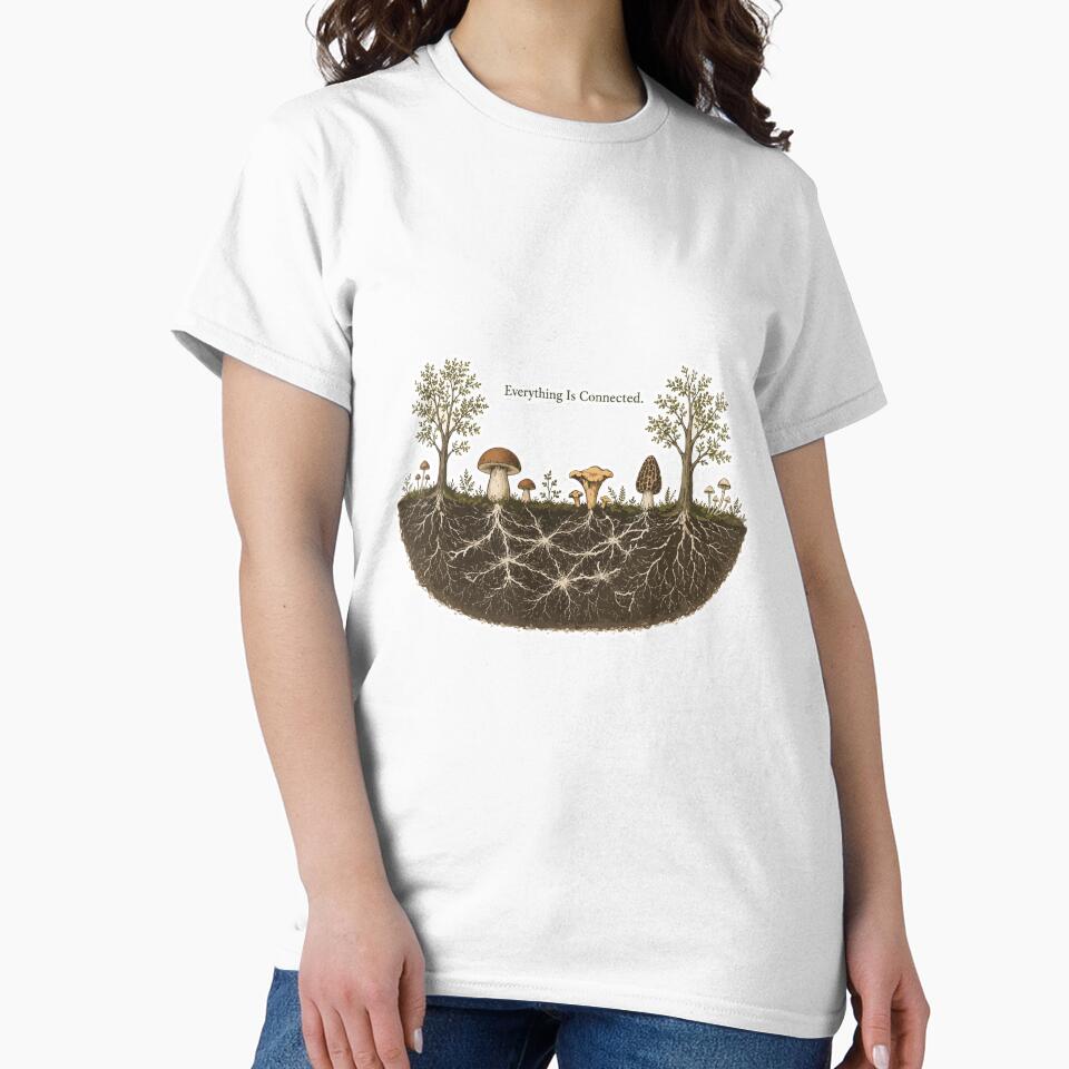 Everything Is Connected Mushroom Sticker | Mycelium Network Illustration | Forest Ecology | Mycology Nature Art | Cottagecore by SimplePoDesign