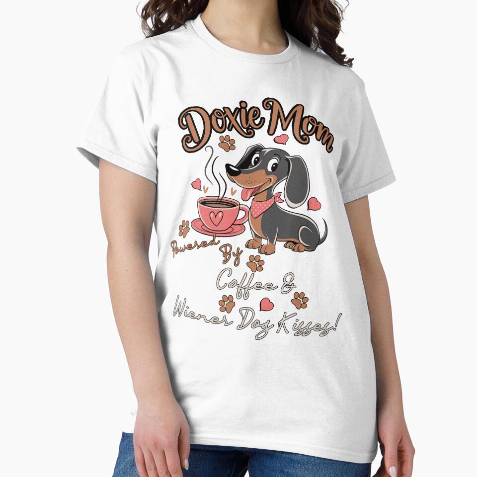 Dachshund Funny Doxie Mom Powered By Coffee & Wiener Dog by Cute & Sassy Custom Gifting Boutiques