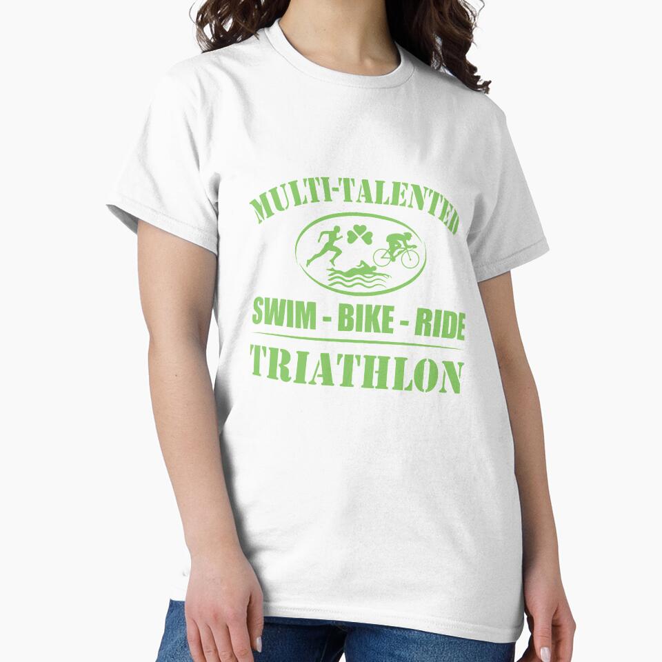 Multi-Talented Swim Bike Triathlon - Running Triathlete Quotes -  Green, Blue, White - Marathoner Gift, Runner's Gift, Running Gift by RaceRunnerz-