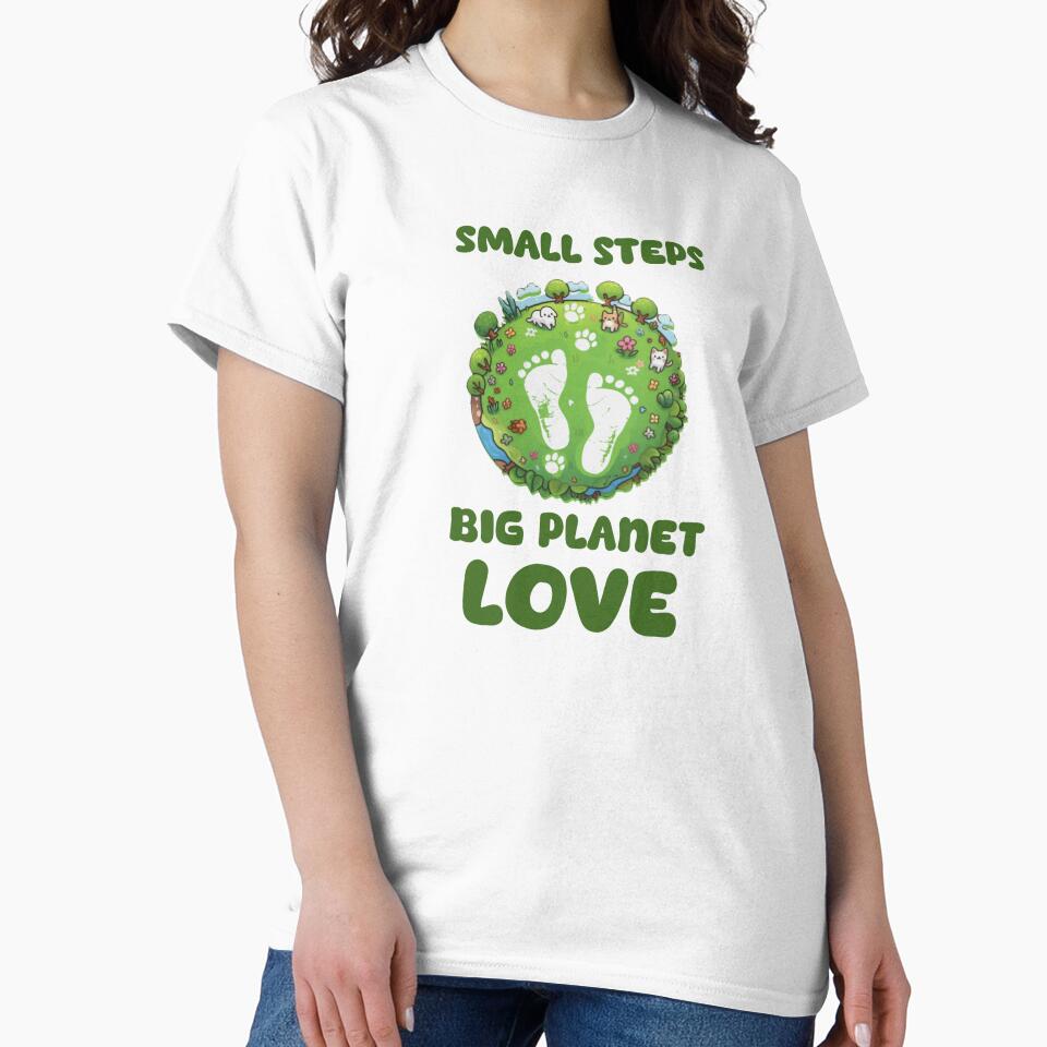Small Steps Big Planet Love - Retro Eco-Friendly Earth Day by Abibless1998