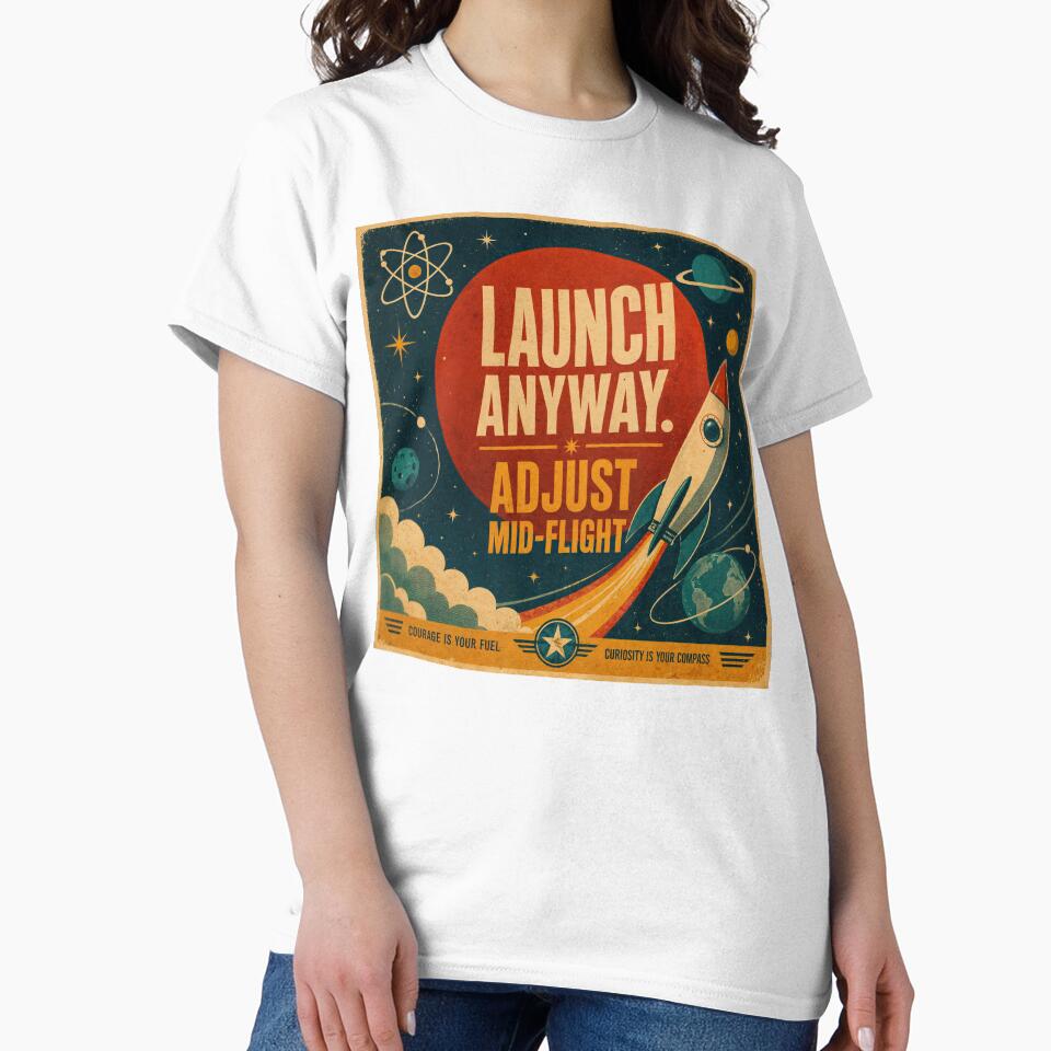 Wall Art - Postcard - Launch Anyway – Vintage Space Motivation by ForeverPrintsOK