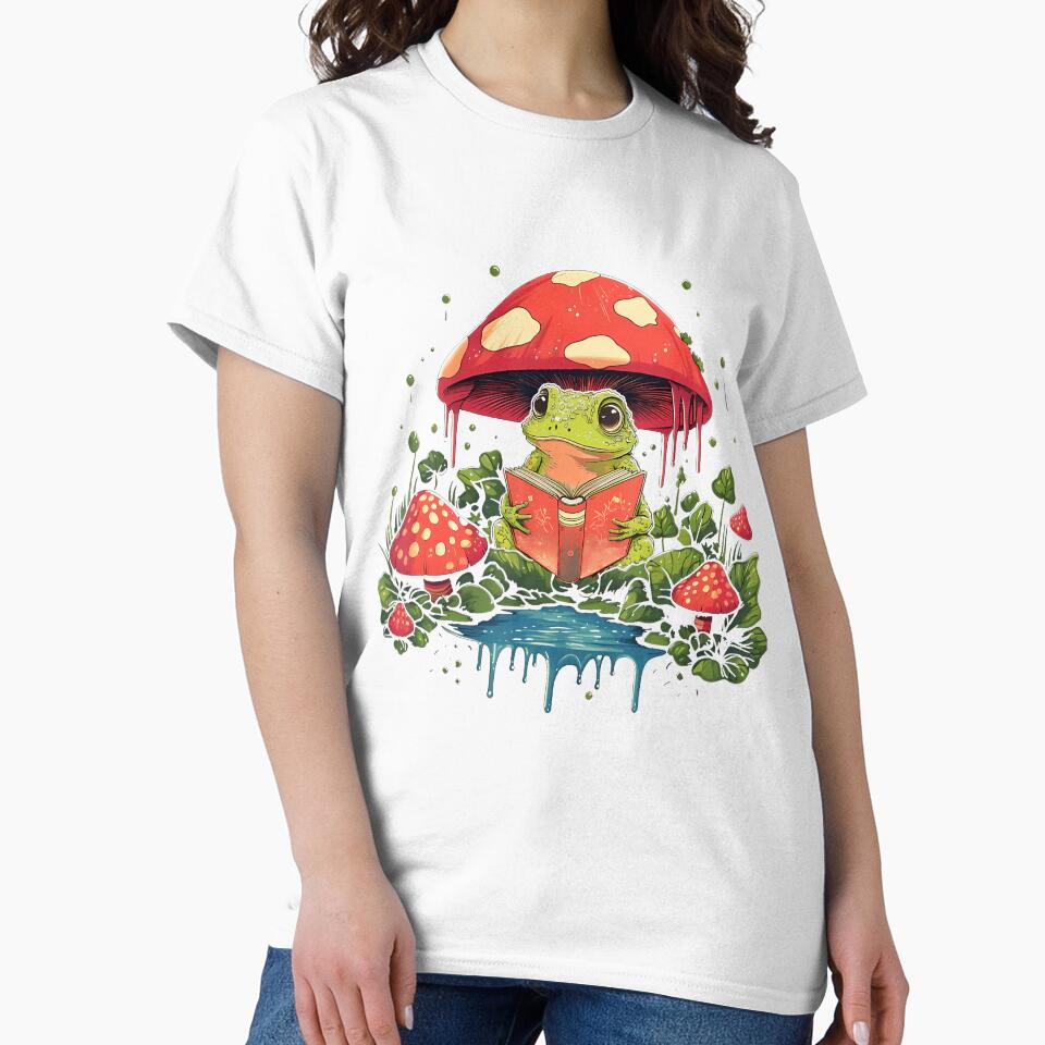 Cute Cottagecore Mushroom Frog Aesthetic Girls Women Graphic by AndreaBonnie