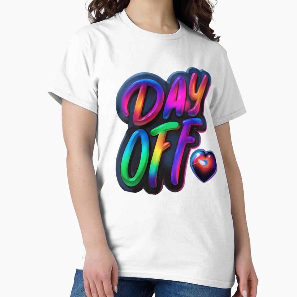 Day Off Rainbow Typography Design – Colorful Retro Neon Lettering Art by IMuDesigner