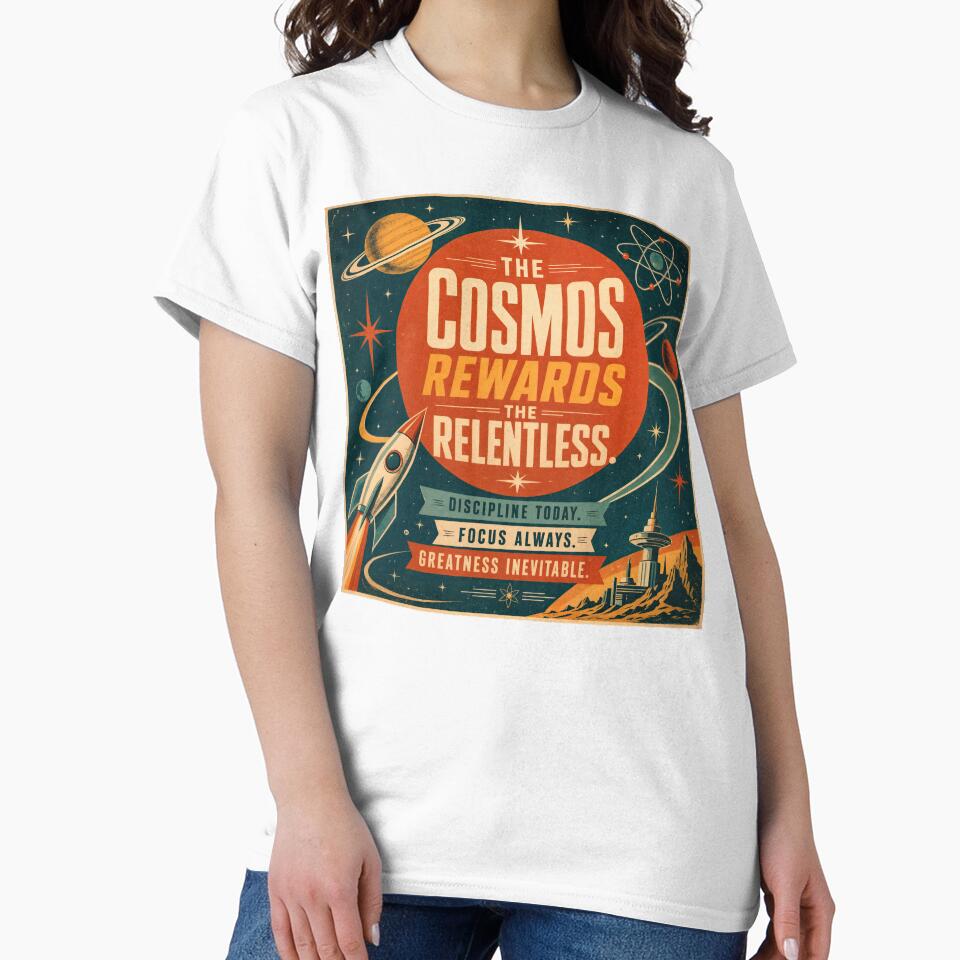 The Cosmos Rewards the Relentless — Vintage Sci-Fi Motivation by ForeverPrintsOK