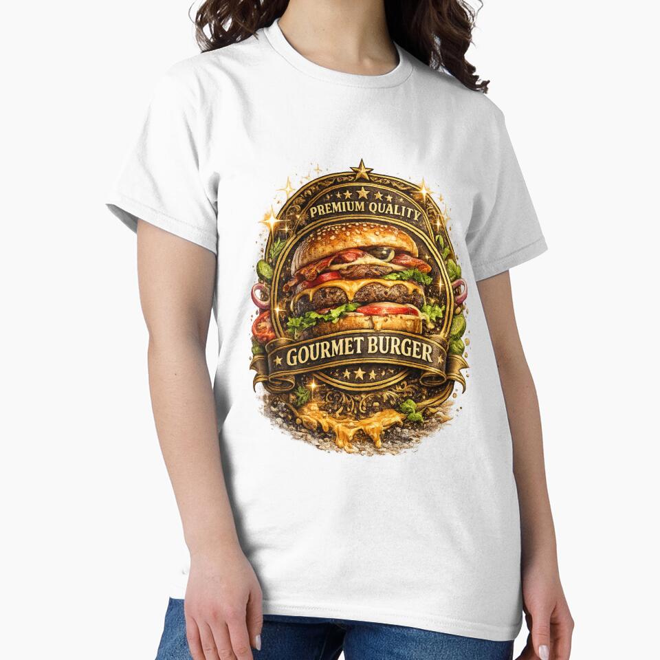 Premium Gourmet Burger Badge | Classic Cheeseburger Vintage Restaurant Sticker by irfanshikh