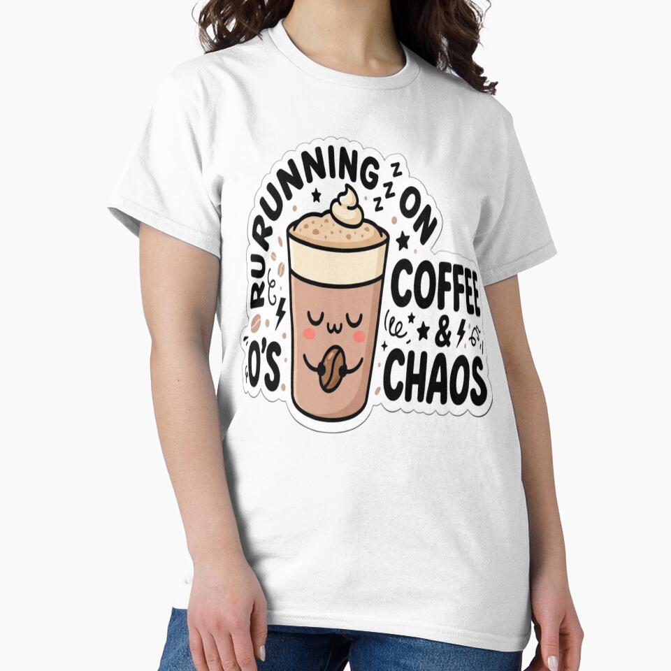 Running on Coffee & Chaos | Cute Kawaii Coffee Cup Sticker by AdityaShop18
