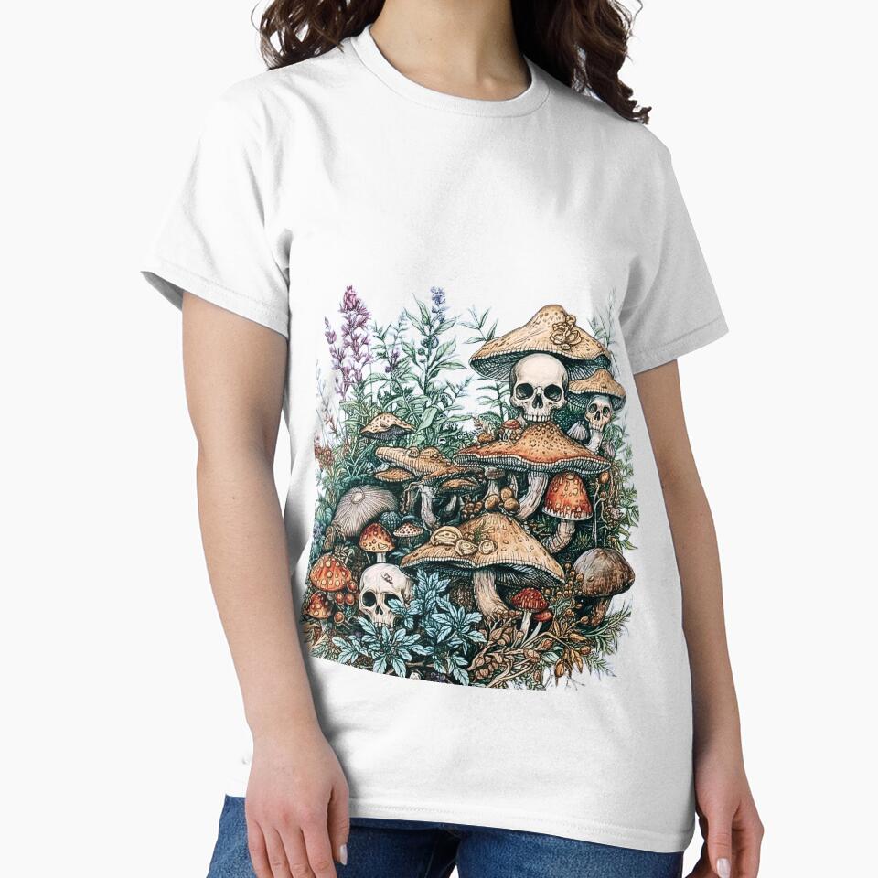 Dark Cottagecore Skull & Mushroom Forest | Gothic Botanical Aesthetic by SKULLARTISTRY