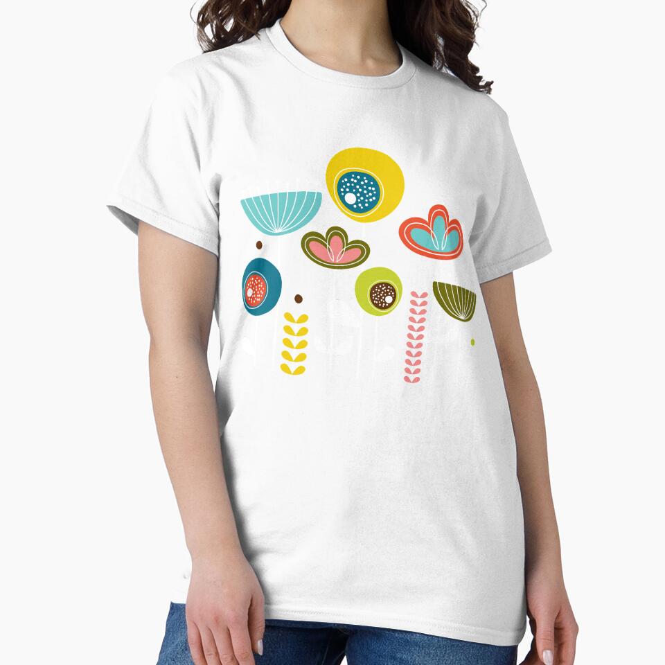Mid Century Flowers by Amy VanMeter Unisex , , , Long Sleeve Tee