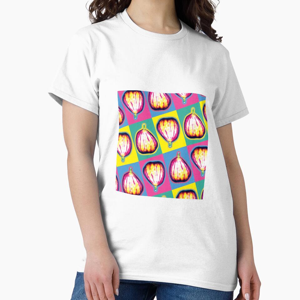 Colourful Pop Art Fig Pattern on Bold Checkerboard Background by Fabulosa Designs