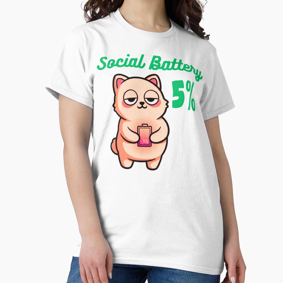 Social Battery 5% – Funny Low Energy Introvert Design by AdicretorDesign