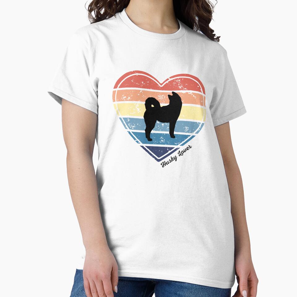 Husky Lover Retro Sunset Heart by Print-A-Joke