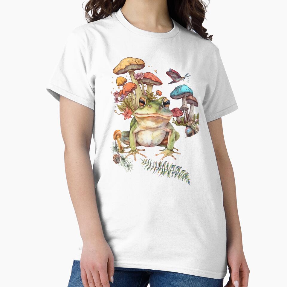 Forest Frog Mushroomcore Cute Colorful Design by EarthArtDesigns