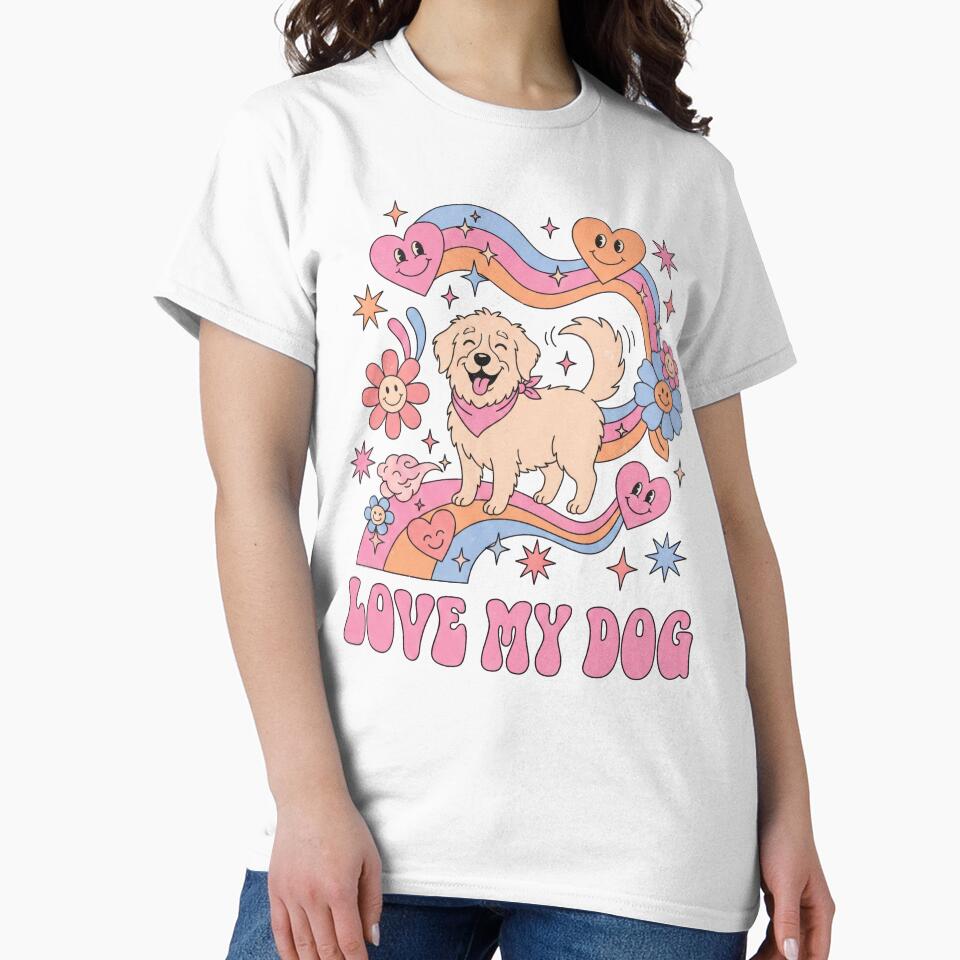 Golden Dog Surrounded By Hearts by Flying Doggo