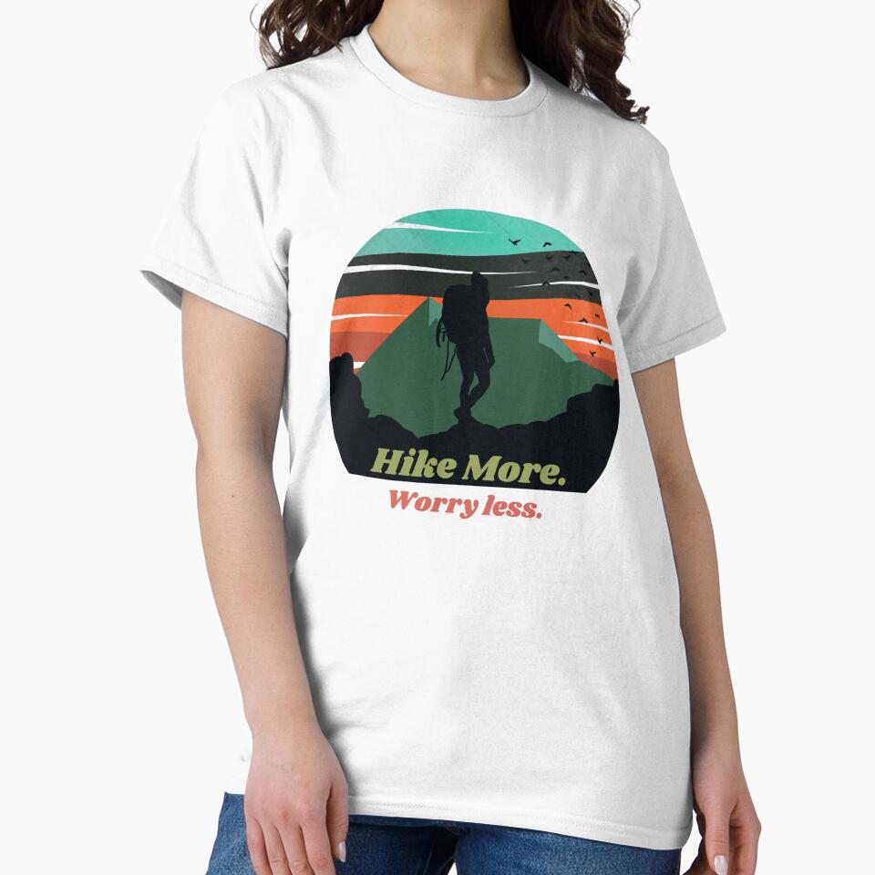 Adventure Hiking Quote - Hike More. Worry Less by ThreadMosaicCo
