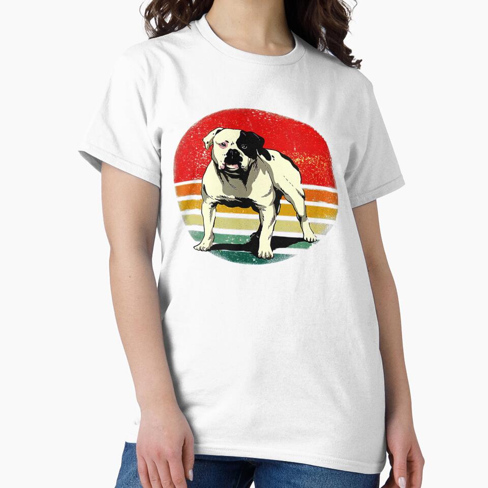 American Bulldog Dog Lover Retro Vintage 70s Dog Pet Tee Gift Love by BargerStore