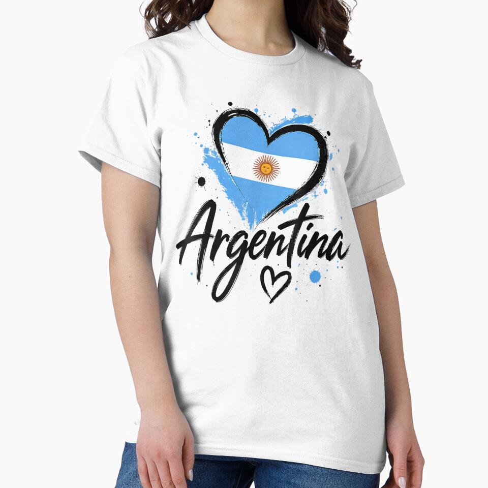 Argentina Heart Flag Graphic Shirt Patriotic Country Pride by BlitCrankMath