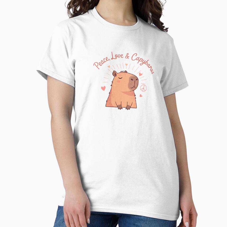 Peace Love & Capybaras - Radiant Serenity Animal Art by FreshPrintCo