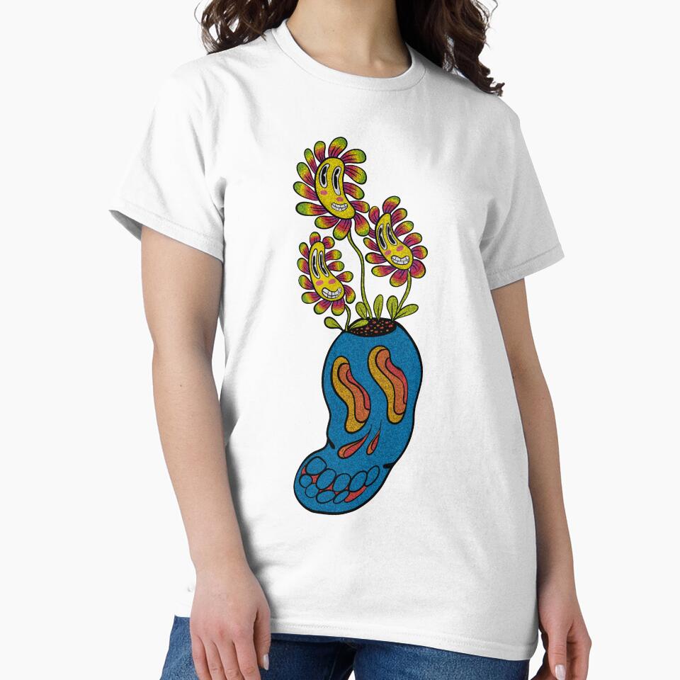 Rubber hose style Skull + Flowers by Sarah k Stevenson