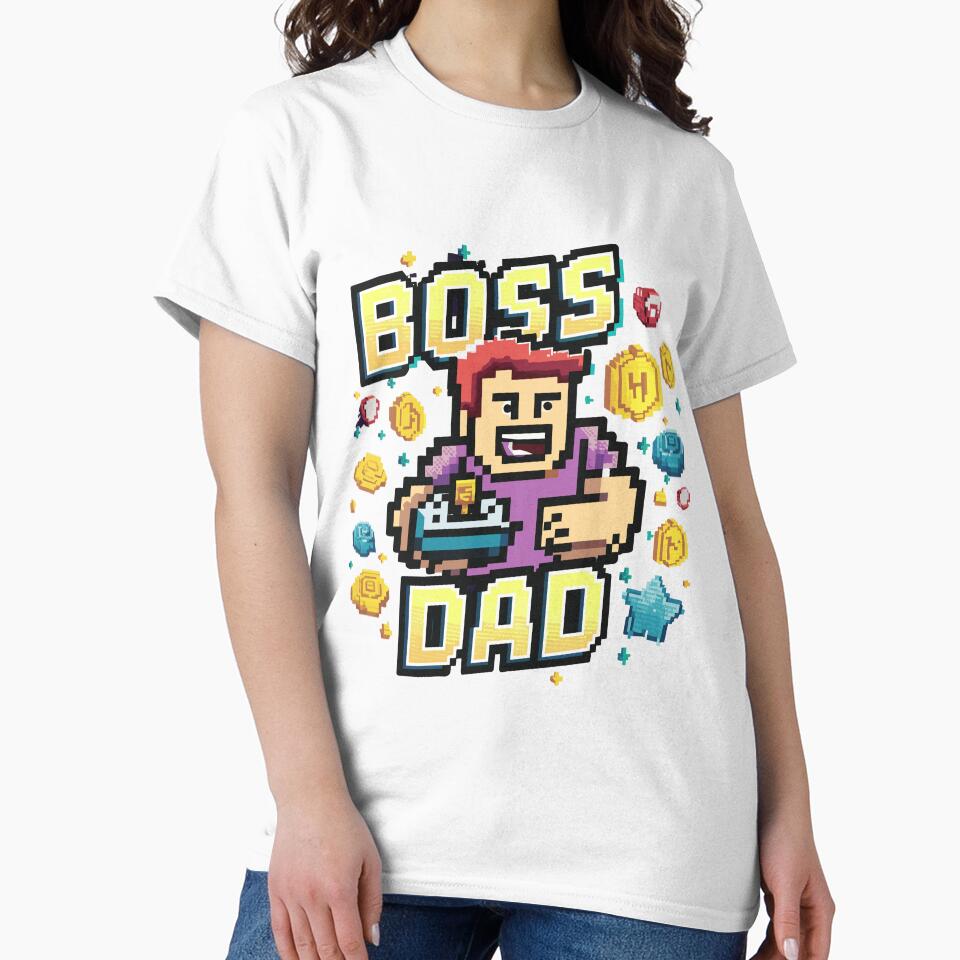 Boss Dad - Retro Video Game Cover Father's Day Art by HahaHandlesHub
