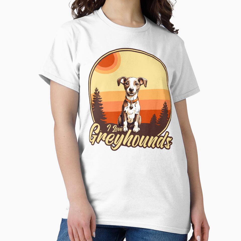 I Love Greyhounds - Vintage Sunset Design - Greyhound Lover by brindled