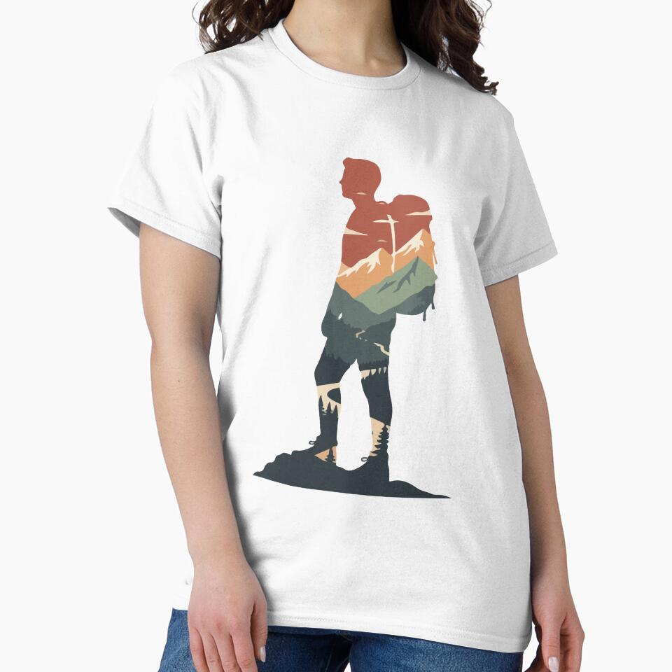 Double Exposure Hiker Silhouette | Mountain Landscape Adventure Art by stylishdzign