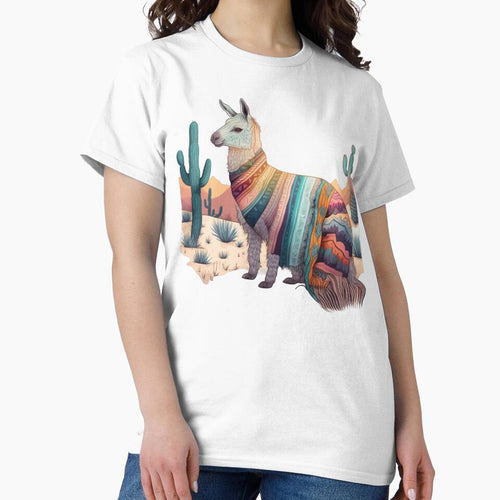 A charming llama wearing a boho-inspired blanket by iDezine GD