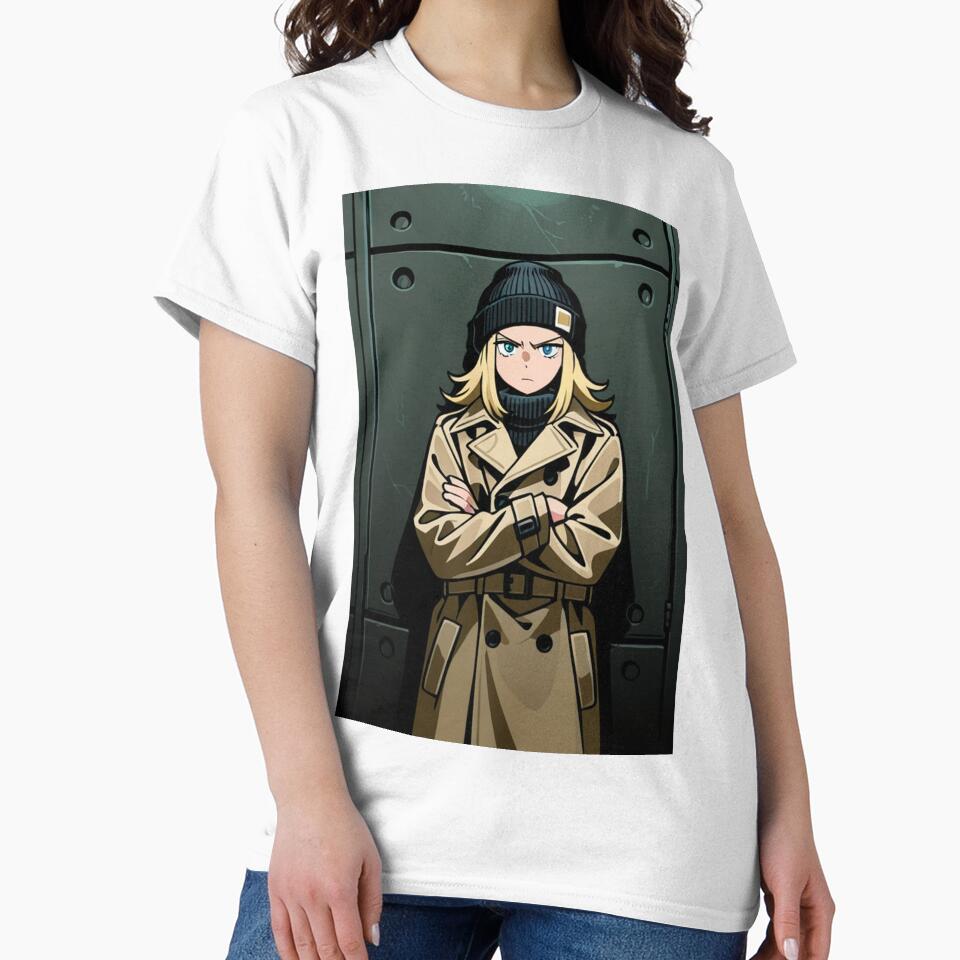 Fashion - Man in Brown Trench Coat Beanie Streetwear Anime Variant 2 by AnimeShin Unisex , , , Long Sleeve Tee