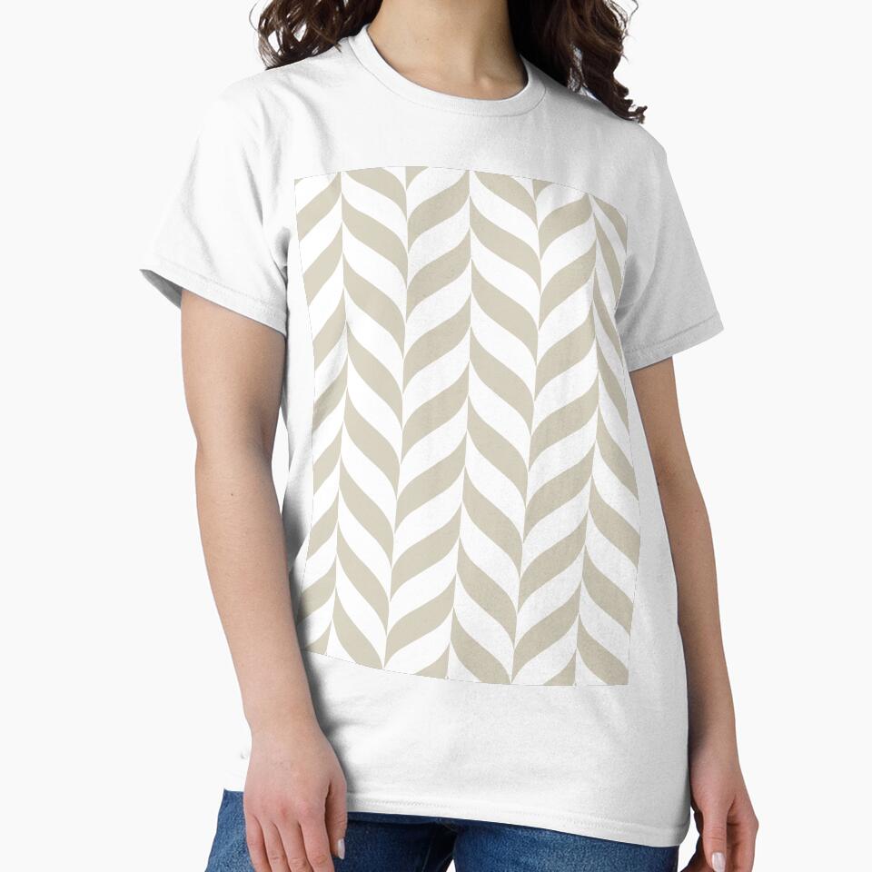 Tan and White Pretty Herringbone Pattern Pairs DE 2022 Popular Color Doric White DET641 by ColorOfTheYears