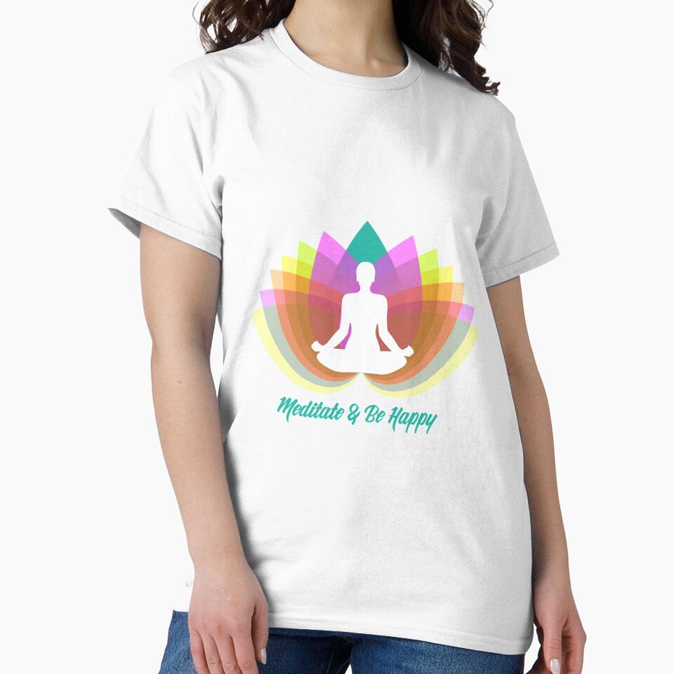 Meditate and be happy yoga by Khushi Graphics
