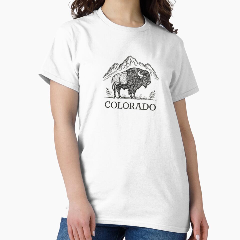 Colorado Bison Vintage Hand-Drawn Engraving by Lordenzoo