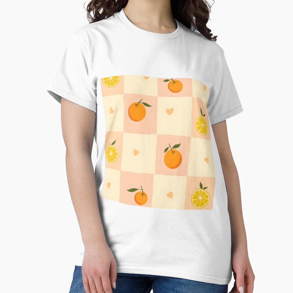Pastel Orange Pattern Aesthetic | Pink Yellow Orange Retro Squares | Cute Citrus Summer Apparel Design by PeacefulD-signs