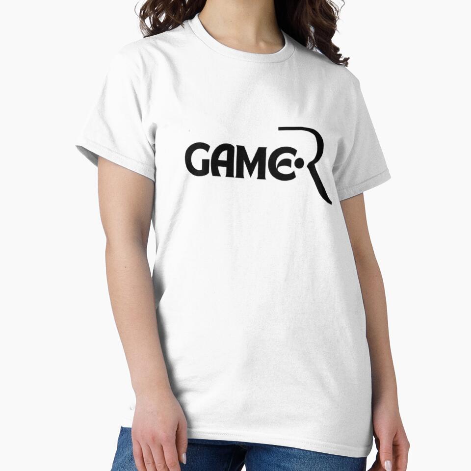 “GAMER – Minimalist Gaming Typography T-Shirt” by rsuniquestyle