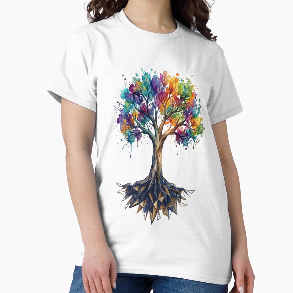 Cosmic Tree of Life - Psychedelic Watercolor & Sacred Geometry Art by moses10