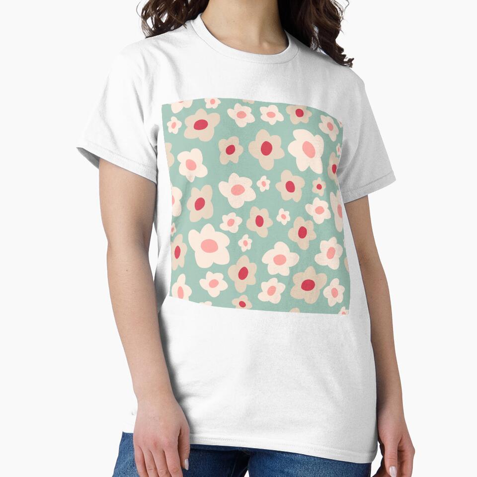 Retro Floral Surface Pattern Teal & Pink by scorpiolane