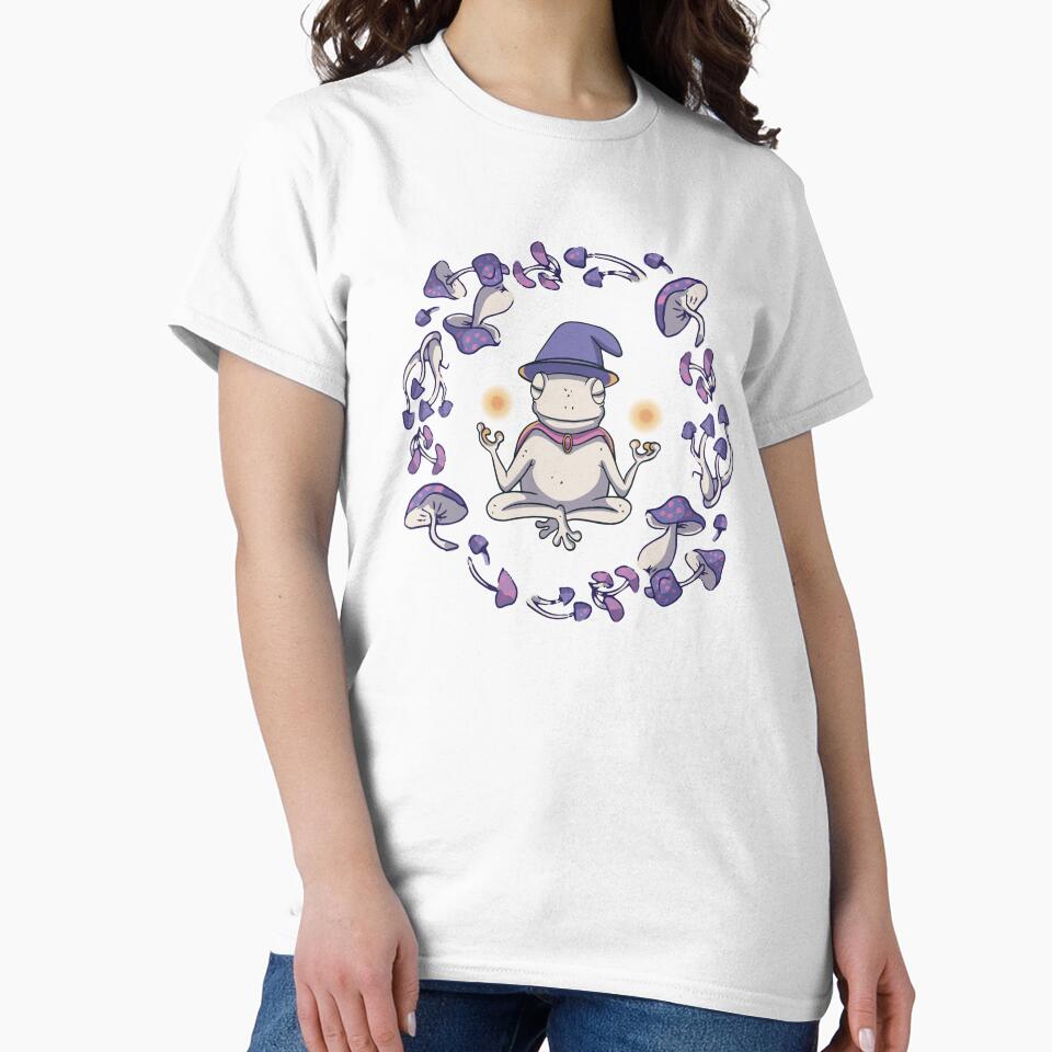 Meditating Frog Cottagecore Mushroom Mystical Fairycore Yoga Frog by Lala35