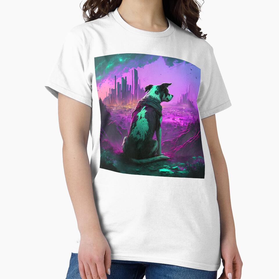 Sad Dog's Journey in Dystopian City by kaileena-ai