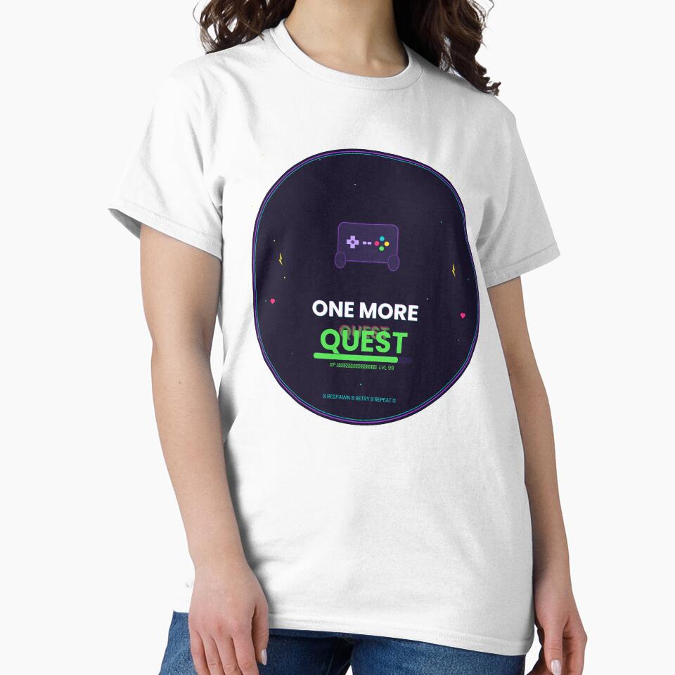 One More Quest Retro Neon Gamer Controller Design by Petal & Pixel Co