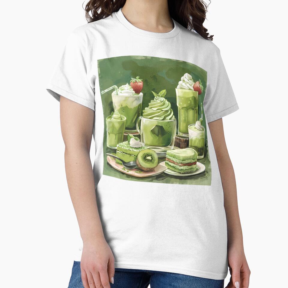 Matcha Green Tea Latte and Pastry by Item Geeks
