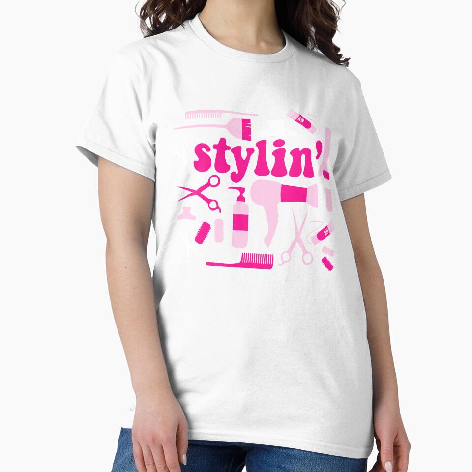 Stylin' Pink Hair Stylist Salon Barber Curling Iron Blow Dryer Styling Tools by Art by Jess