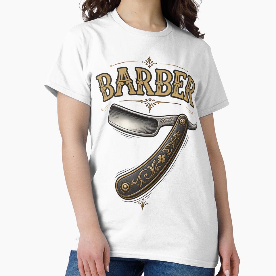 Retro Barber Block Typography and Vintage Straight Razor by Barber MD Culture