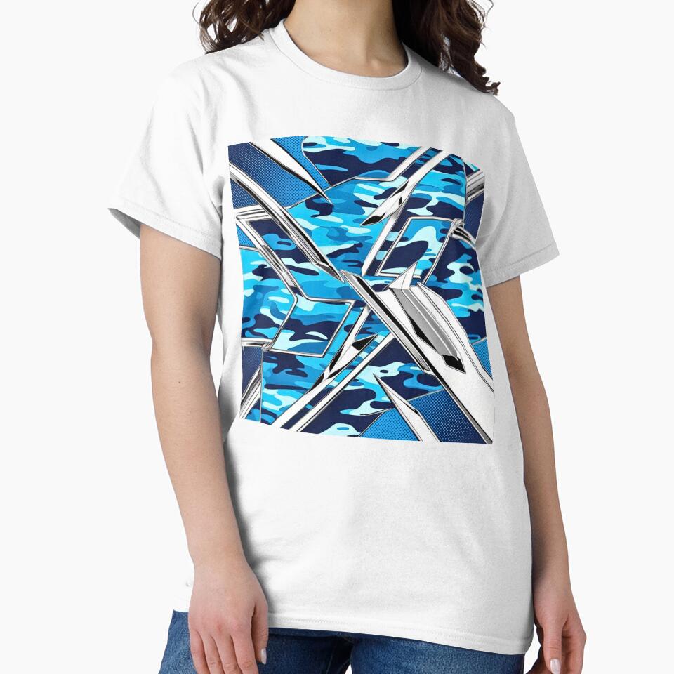 Futuristic Metallic and Bold Blue Camo Geometric Pattern by CamouflageLab