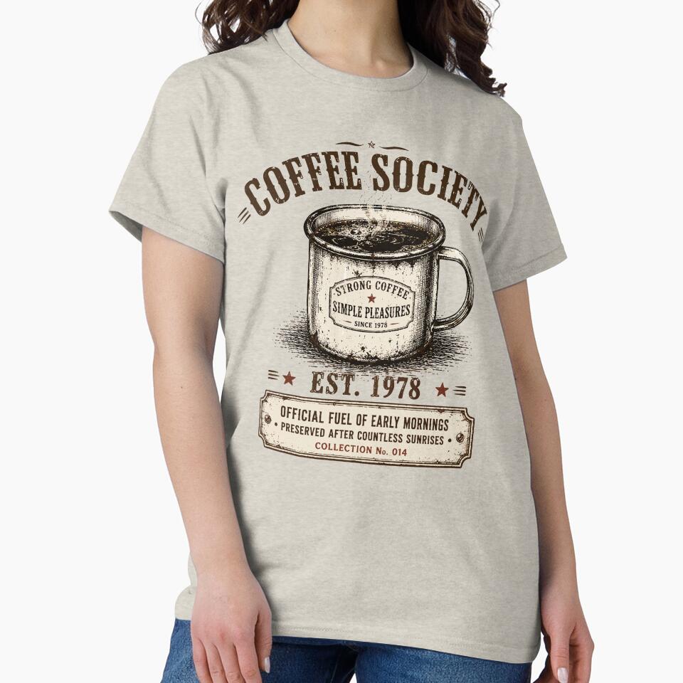 Coffee Society | Enamel Camp Coffee Mug | Vintage Coffee Lover Gift by Mikoff04-arts