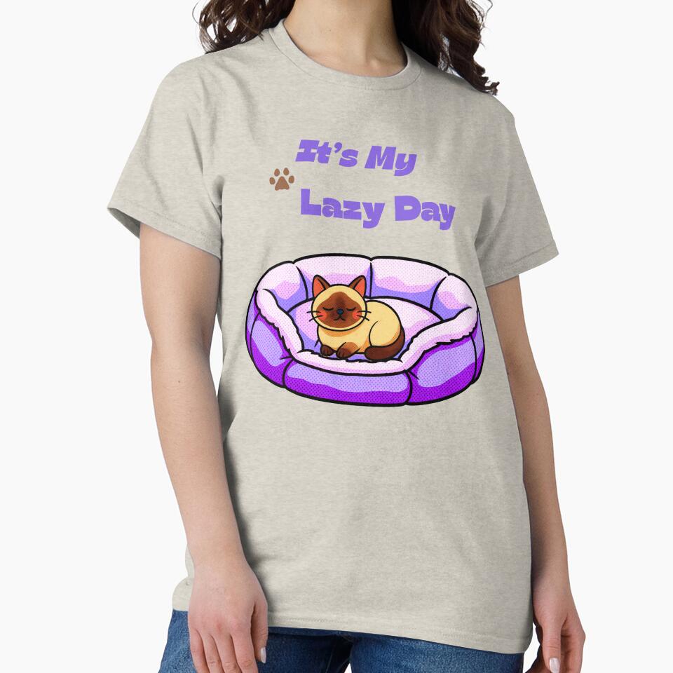 It's My Lazy Day Pop-art Siamese Cat T-shirt Gifts by ZemVibe