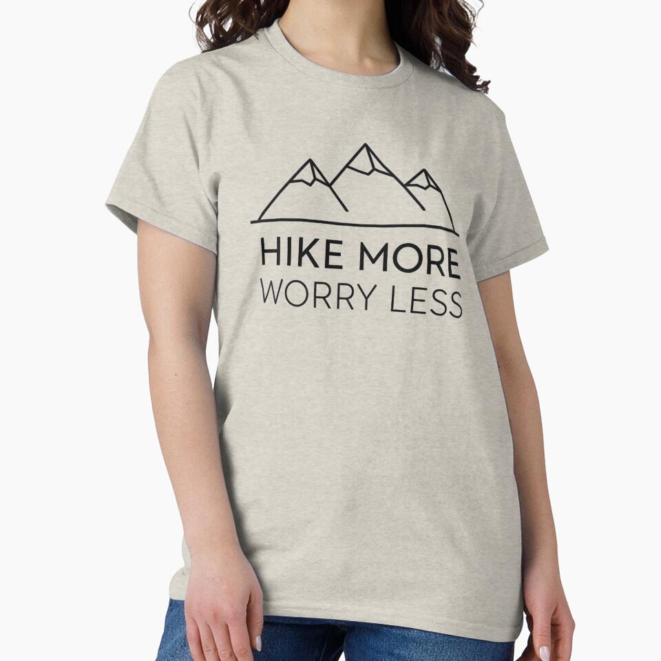 Hike More Worry Less Minimalist Mountain Design by GabeMountainArt