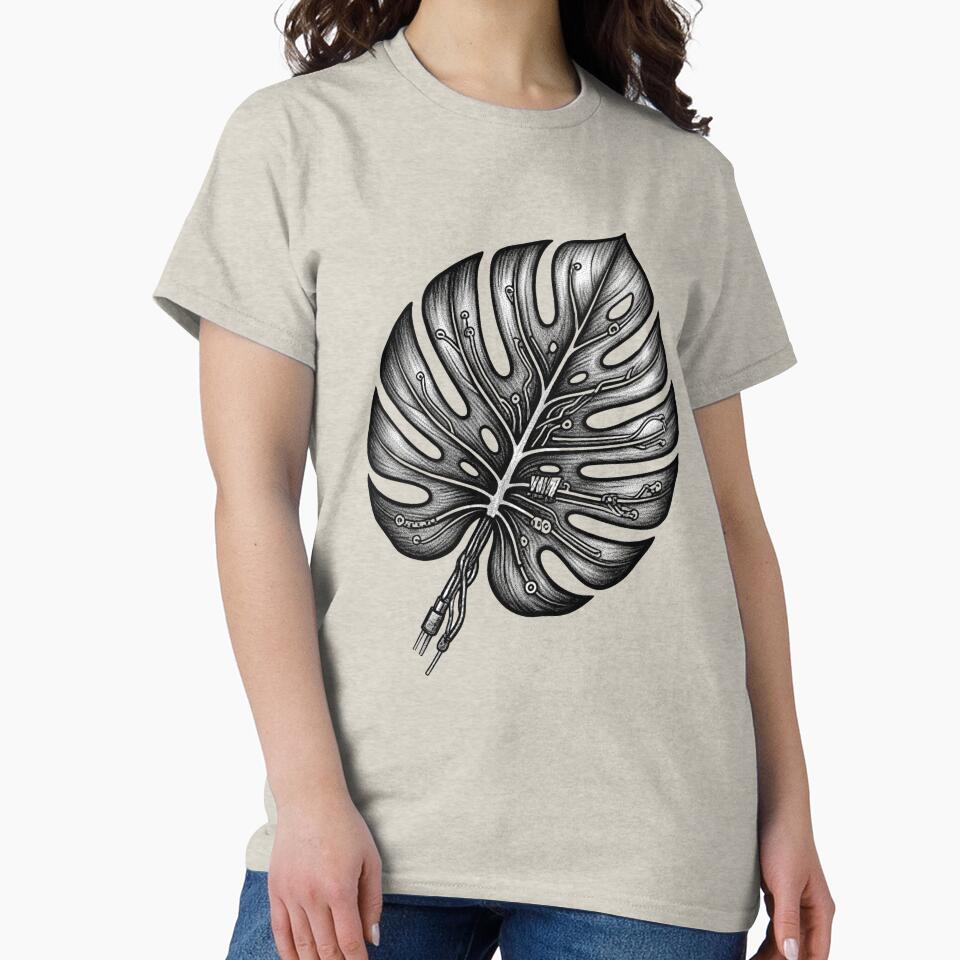 Biopunk Electronic Tech Monstera Leaf Illustration by Articulated Vibes