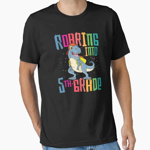 5th Grade T Rex Roaring Back to School T-Shirt Dinosaur Boy by 14thFloor
